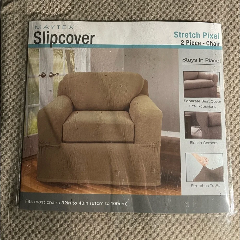 NWT Maytex Stretch Pixel Chair 2 Piece Furniture / Slipcover